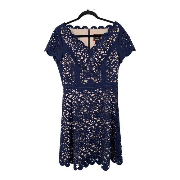 Focus By Shani Laser cut fit flare blue tan size 6 - Picture 2 of 9